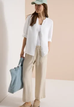 Bluse mit Split Neck aus Leinenmix