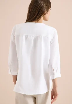 Bluse mit Split Neck aus Leinenmix