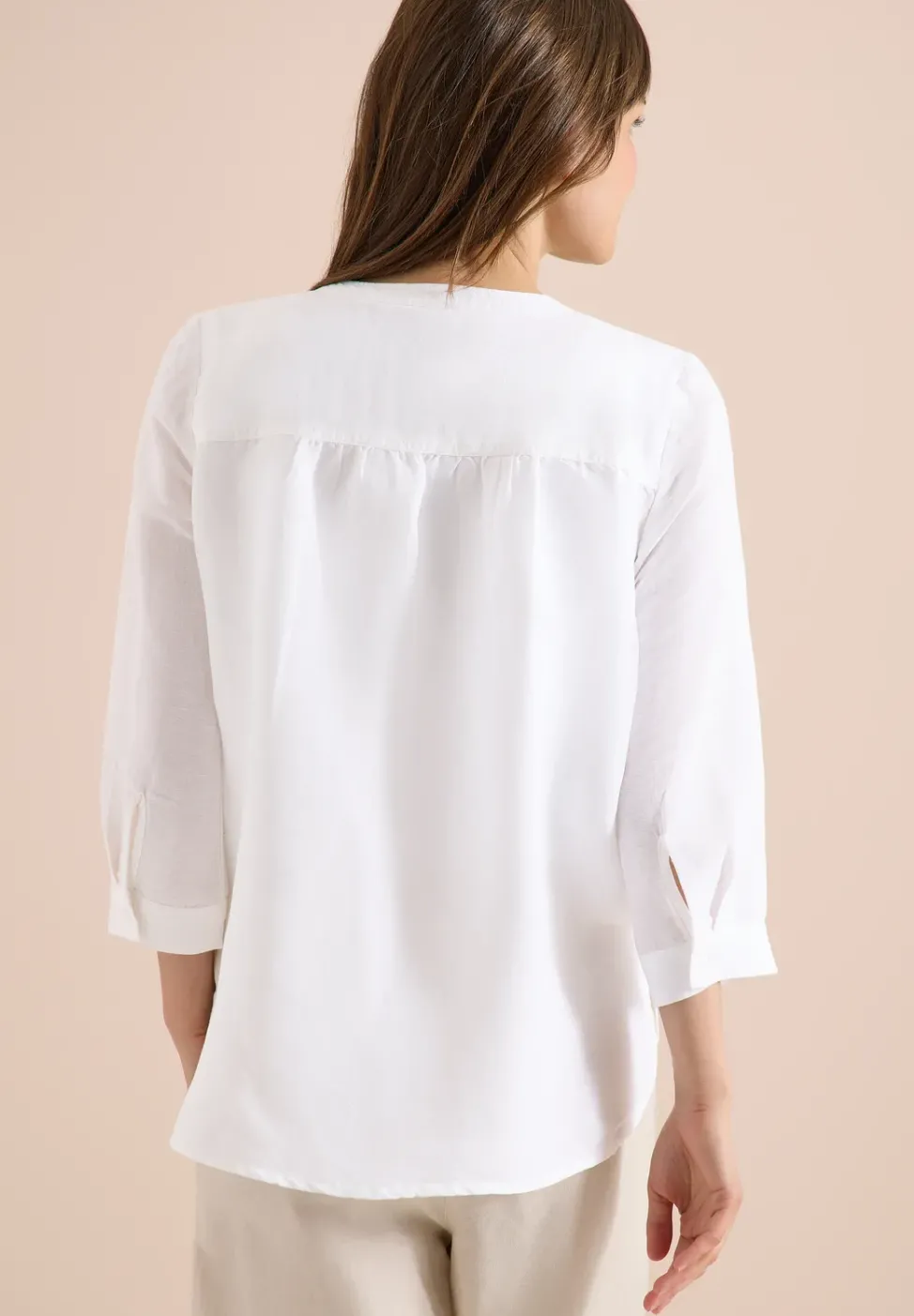 Bluse mit Split Neck aus Leinenmix