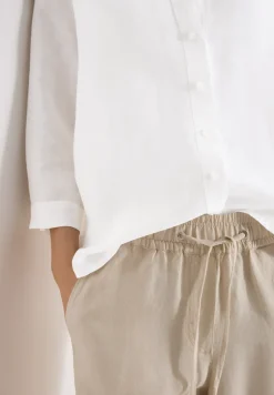 Bluse mit Split Neck aus Leinenmix
