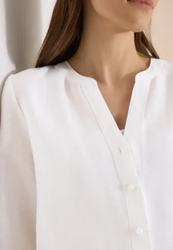 Bluse mit Split Neck aus Leinenmix