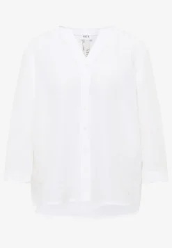 Bluse mit Split Neck aus Leinenmix