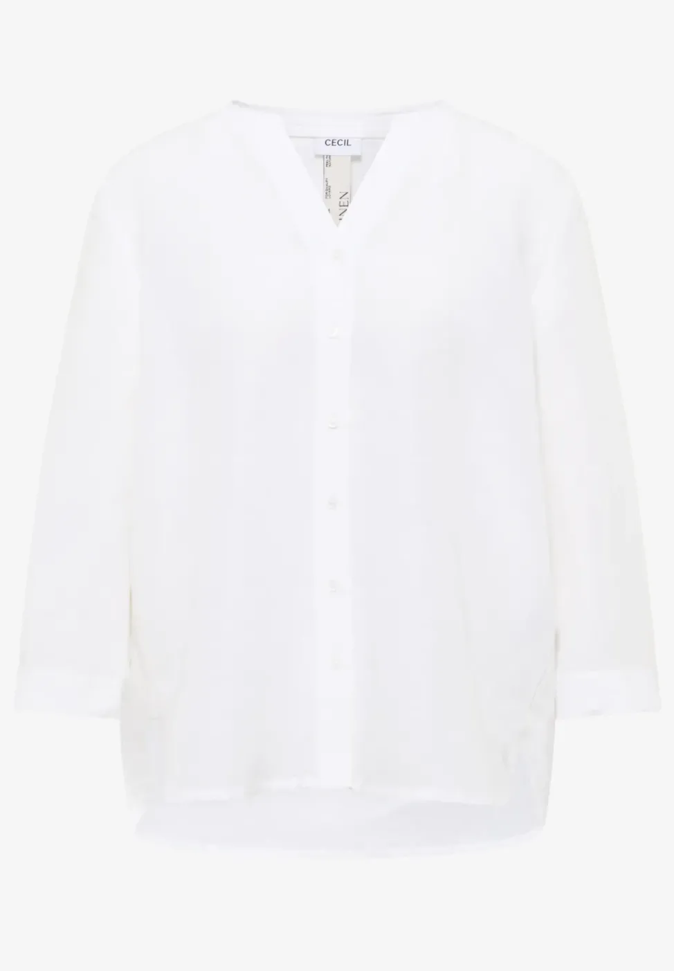 Bluse mit Split Neck aus Leinenmix
