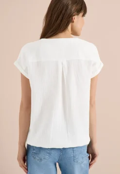 Bluse mit Split Neck aus Musselinstoff