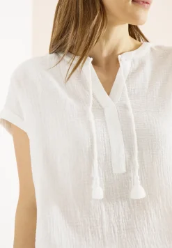 Bluse mit Split Neck aus Musselinstoff