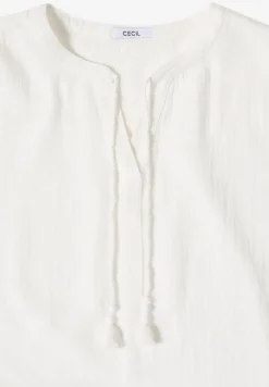 Bluse mit Split Neck aus Musselinstoff