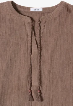 Bluse mit Split Neck aus Musselinstoff