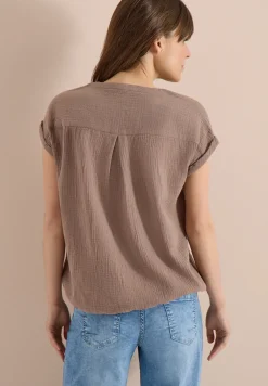 Bluse mit Split Neck aus Musselinstoff
