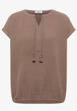 Bluse mit Split Neck aus Musselinstoff