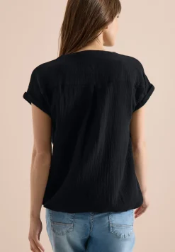 Bluse mit Split Neck aus Musselinstoff