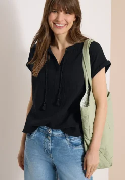 Bluse mit Split Neck aus Musselinstoff