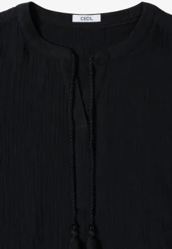 Bluse mit Split Neck aus Musselinstoff