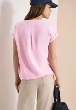 Bluse mit Split Neck aus Musselinstoff