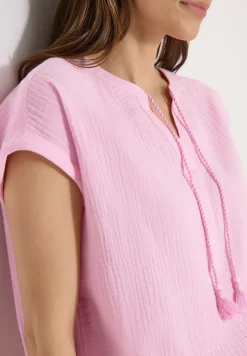 Bluse mit Split Neck aus Musselinstoff