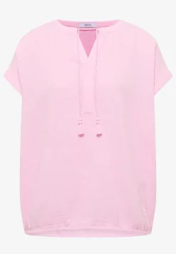 Bluse mit Split Neck aus Musselinstoff