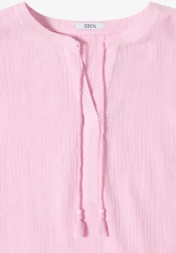 Bluse mit Split Neck aus Musselinstoff
