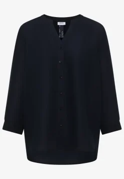 Bluse mit Split Neck aus Leinenmix