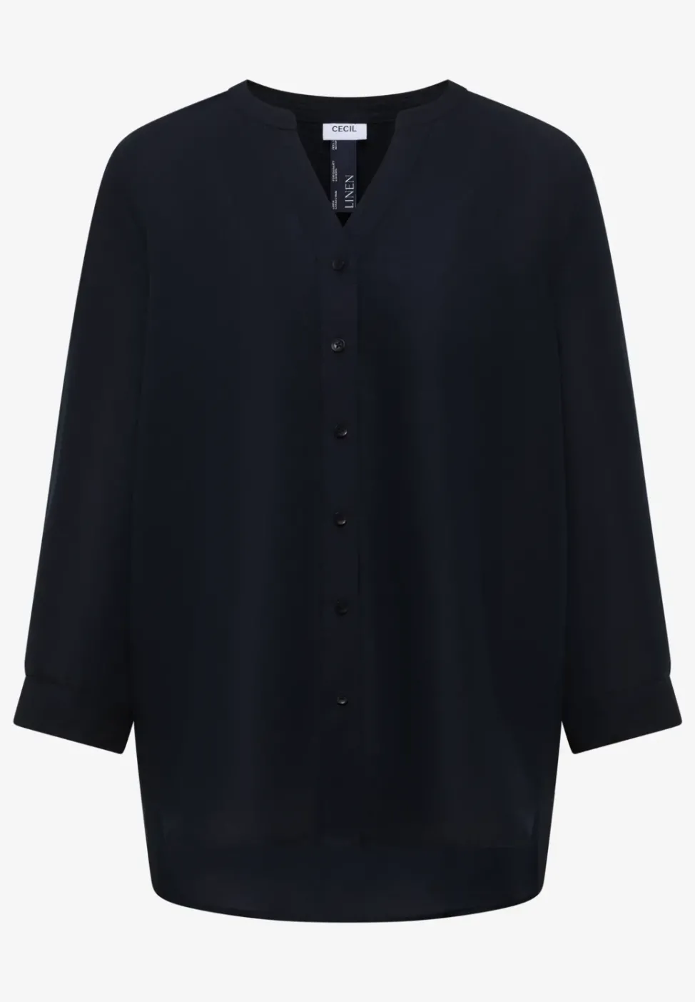 Bluse mit Split Neck aus Leinenmix