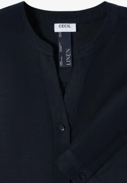 Bluse mit Split Neck aus Leinenmix