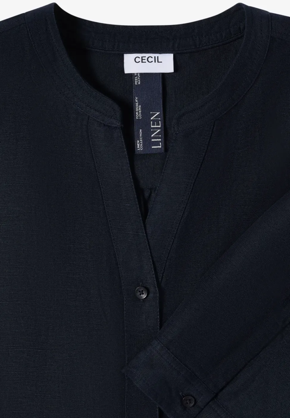 Bluse mit Split Neck aus Leinenmix