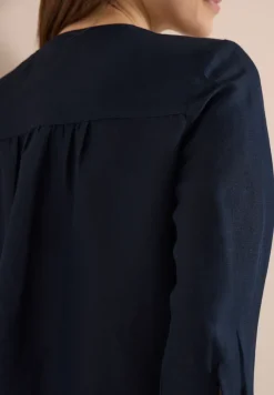 Bluse mit Split Neck aus Leinenmix
