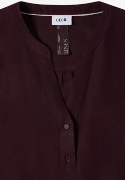Bluse mit Split Neck aus Leinenmix