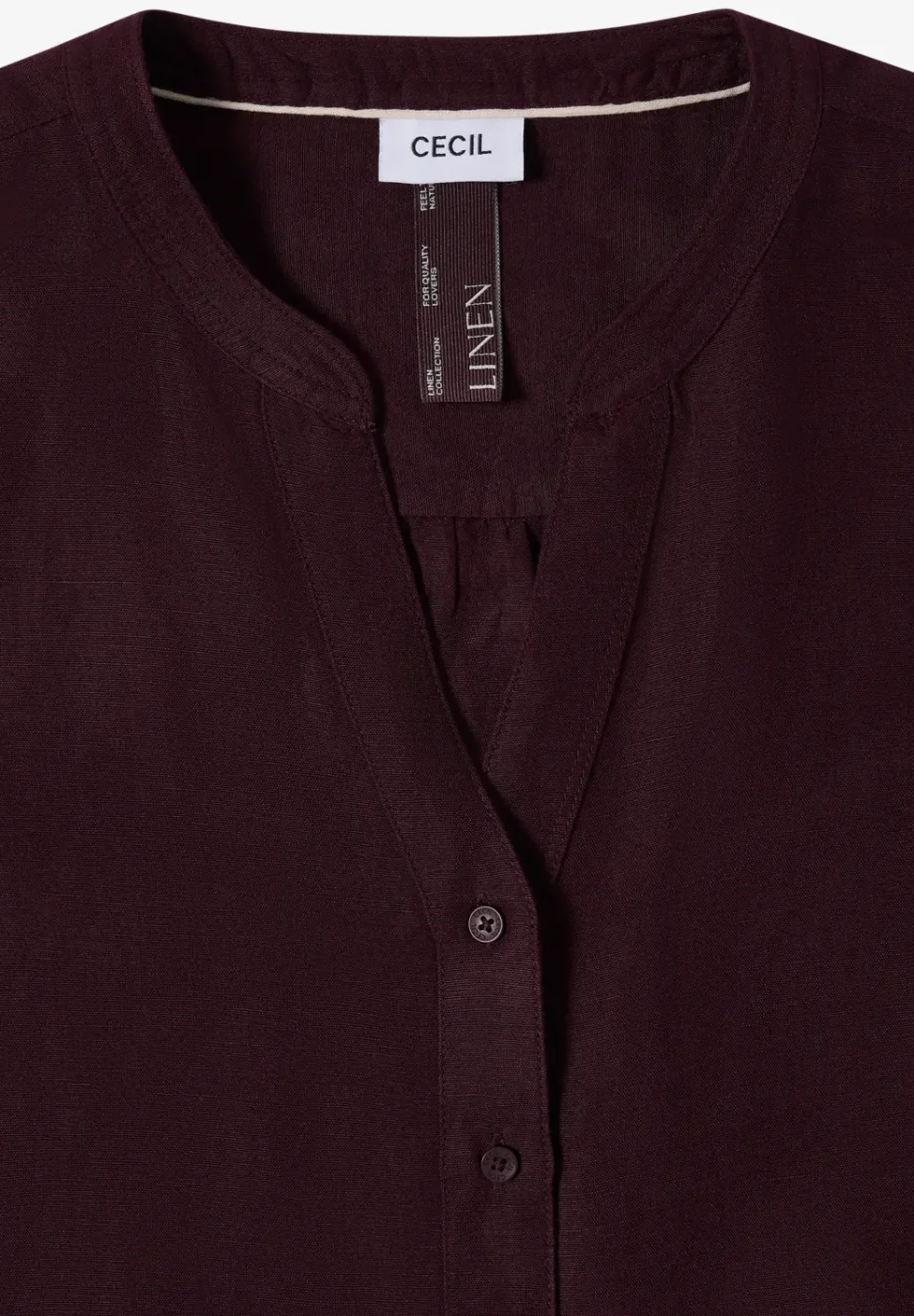 Bluse mit Split Neck aus Leinenmix