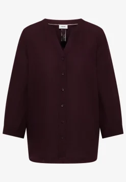 Bluse mit Split Neck aus Leinenmix