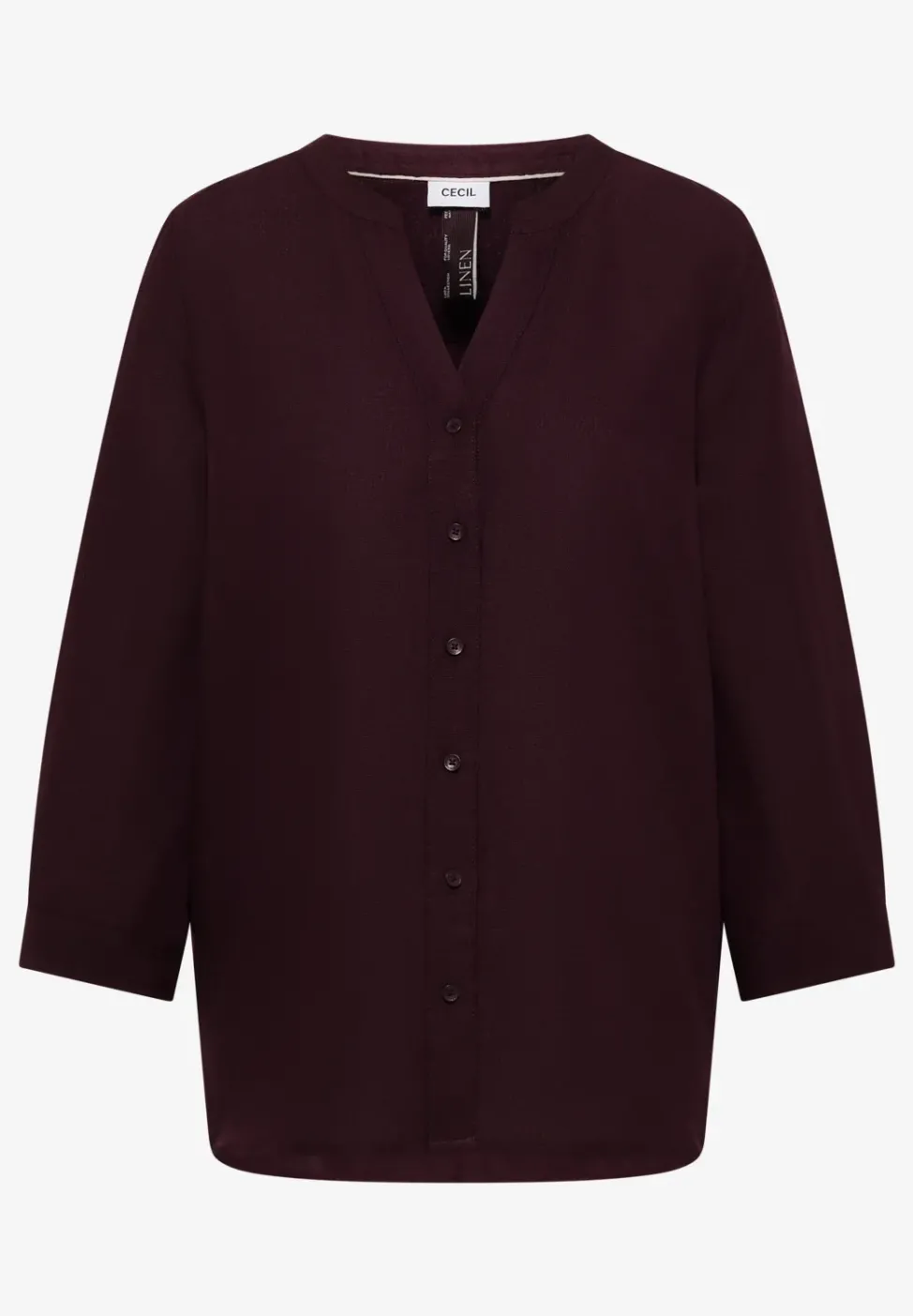 Bluse mit Split Neck aus Leinenmix