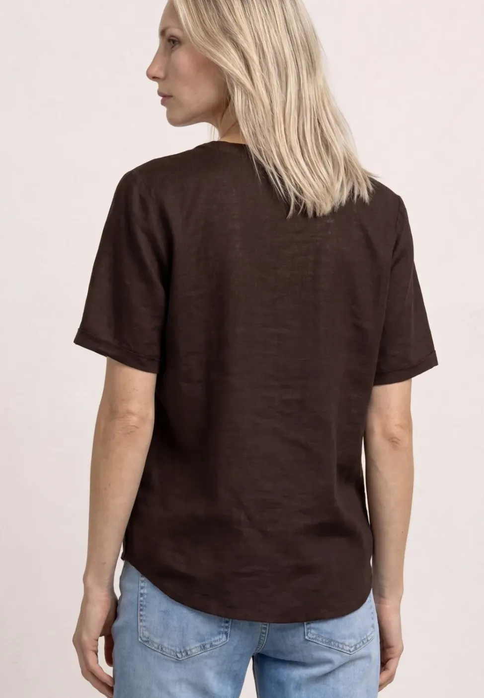 Bluse mit Split Neck aus Leinenmix