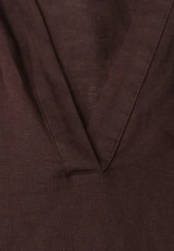 Bluse mit Split Neck aus Leinenmix