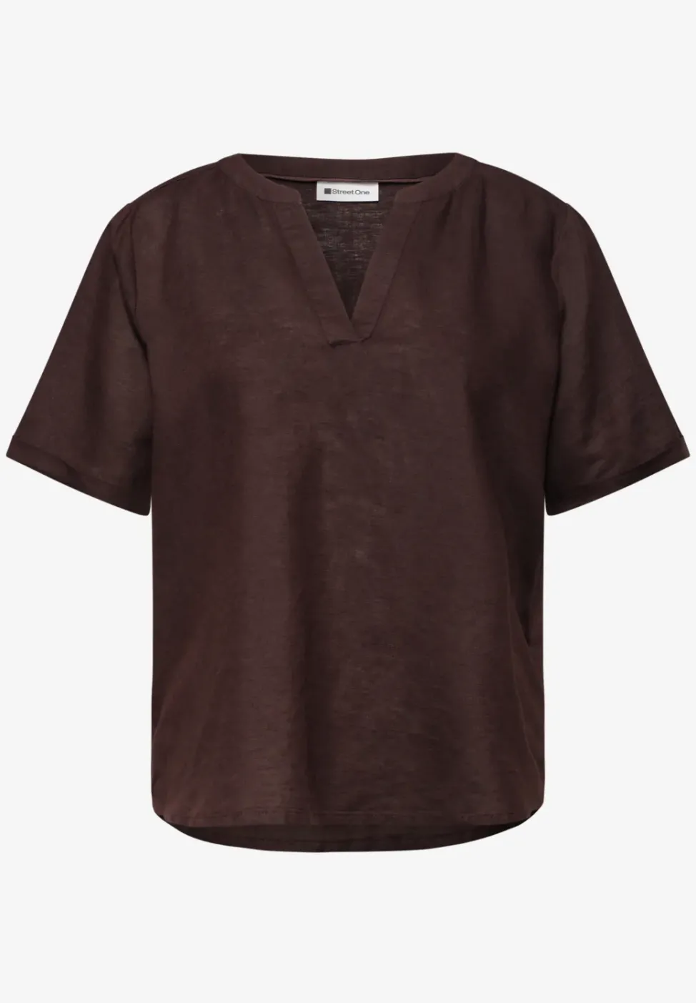Bluse mit Split Neck aus Leinenmix