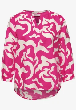 Bluse mit Split Neck aus Leinenmix