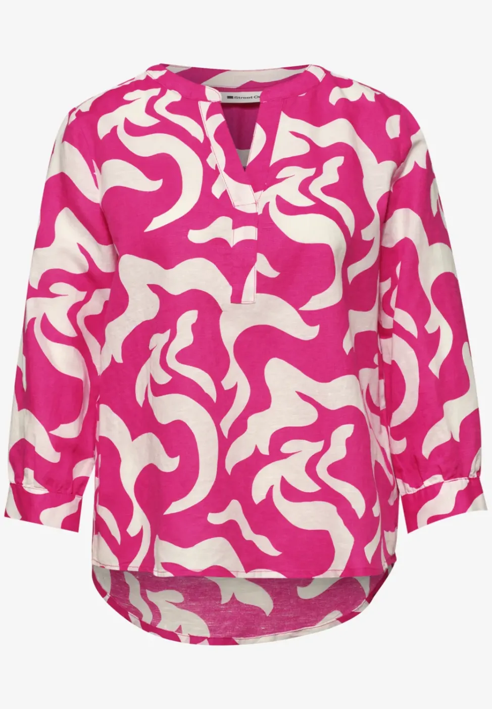 Bluse mit Split Neck aus Leinenmix
