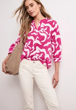 Bluse mit Split Neck aus Leinenmix