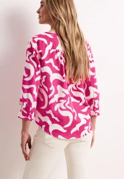 Bluse mit Split Neck aus Leinenmix