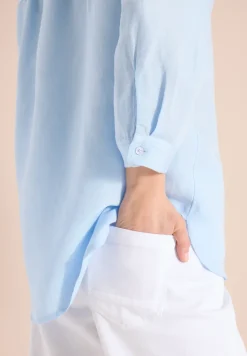 Bluse mit Split Neck aus Leinenmix