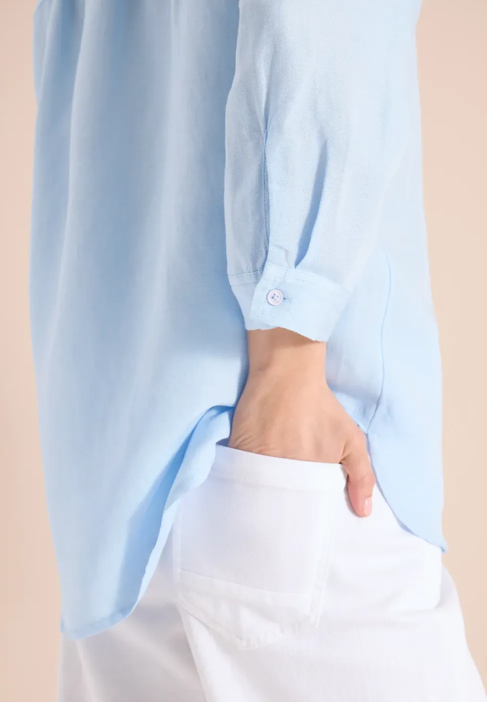 Bluse mit Split Neck aus Leinenmix