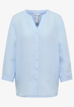 Bluse mit Split Neck aus Leinenmix