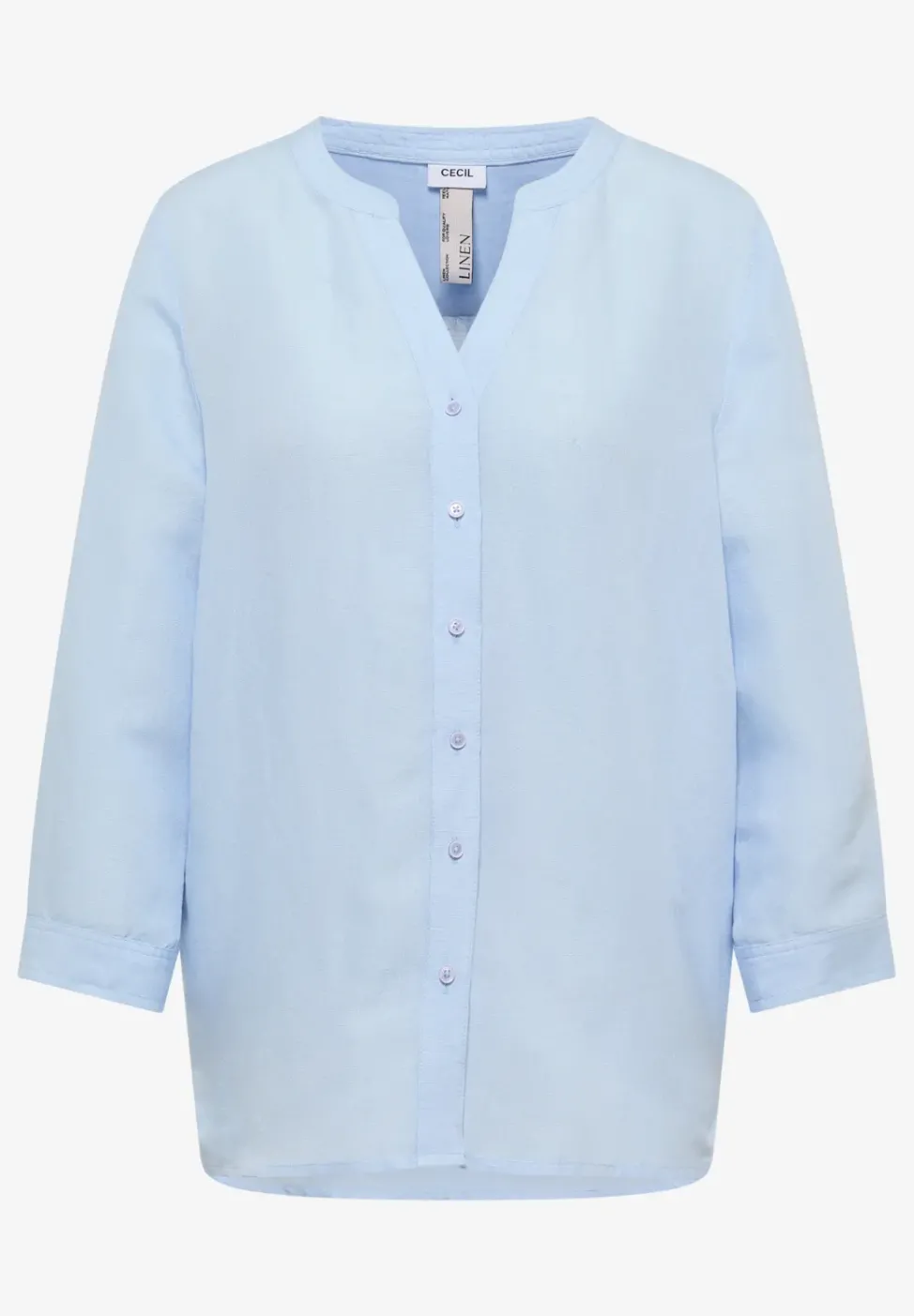 Bluse mit Split Neck aus Leinenmix