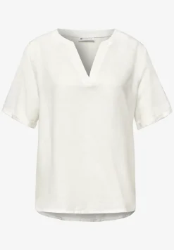 Bluse mit Split Neck aus Leinenmix