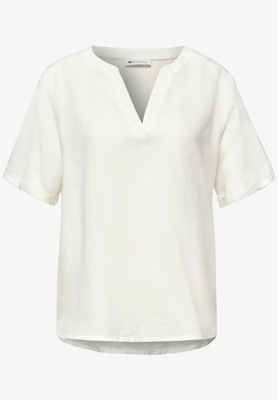 Bluse mit Split Neck aus Leinenmix