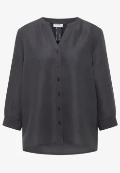 Bluse mit Split Neck aus Leinenmix
