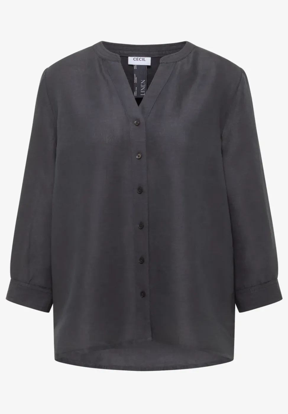 Bluse mit Split Neck aus Leinenmix