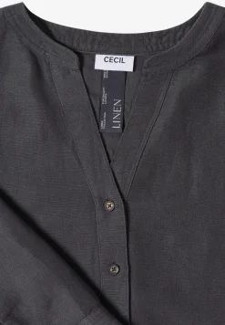 Bluse mit Split Neck aus Leinenmix
