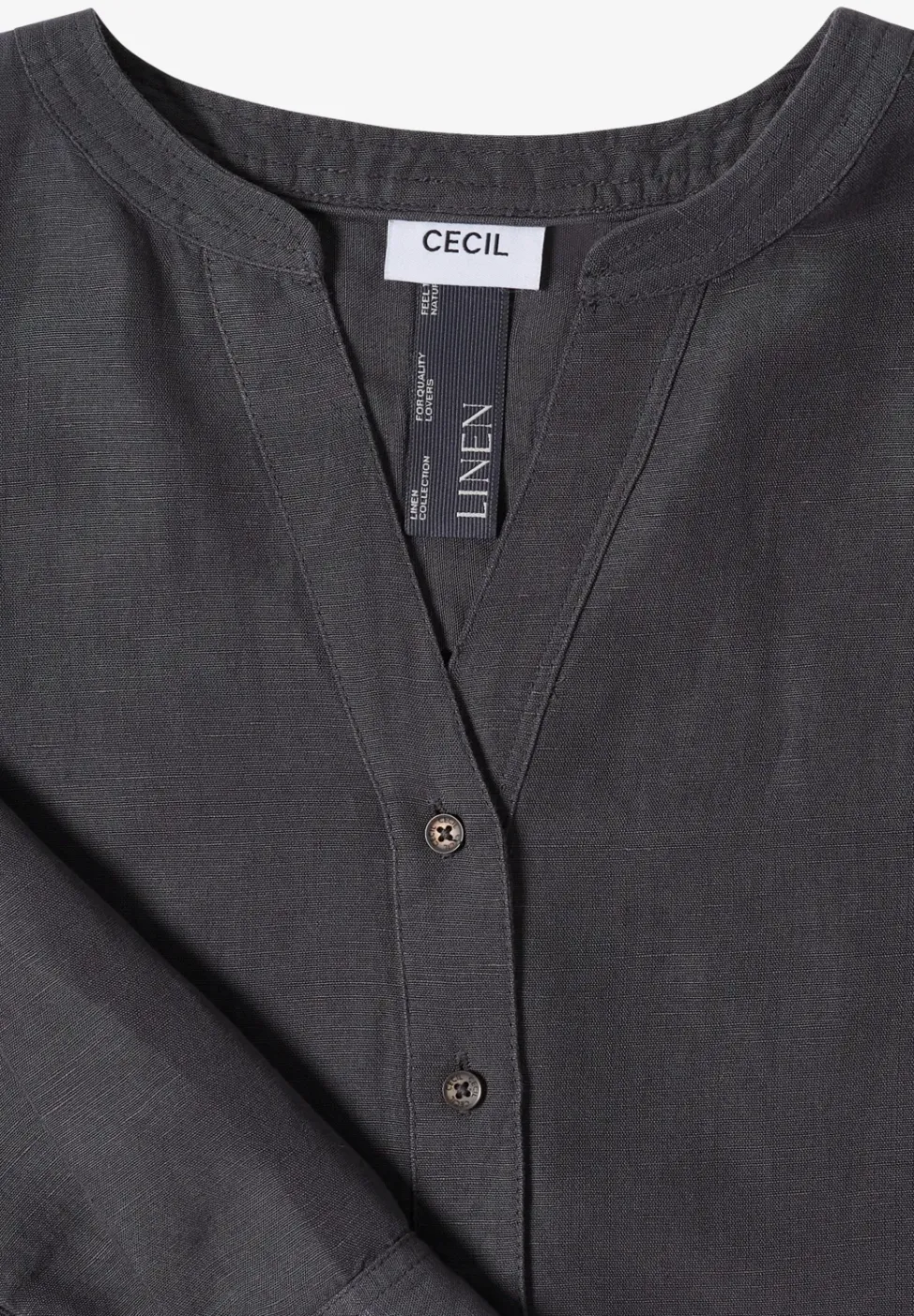 Bluse mit Split Neck aus Leinenmix
