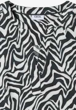 Bluse mit Split Neck und Zebra-Print