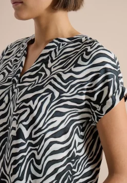 Bluse mit Split Neck und Zebra-Print