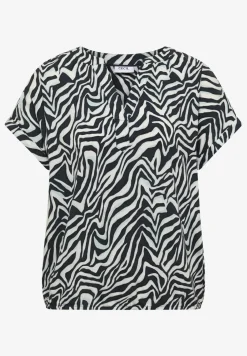 Bluse mit Split Neck und Zebra-Print