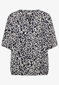 Bluse mit Split Neck und mit Leo-Muster